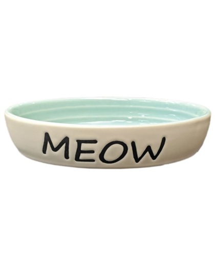 Spot Oval Green Meow Dish 6in. - 1 count