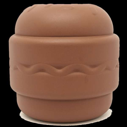 Brown - SP Hamburger Durable Rubber Chew Toy & Treat Dispenser  - Large