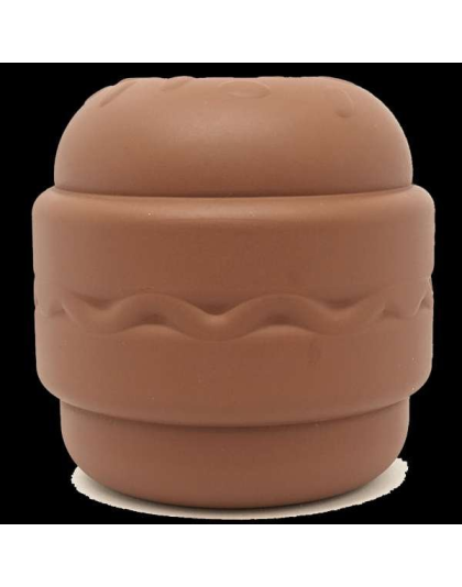 Brown - SP Hamburger Durable Rubber Chew Toy & Treat Dispenser  - Large