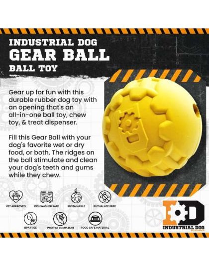 Yellow - ID Ball - Ultra-Durable Rubber Chew Ball - Large