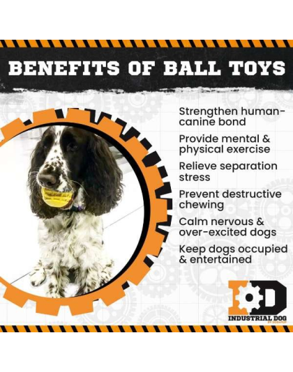 Yellow - ID Ball - Ultra-Durable Rubber Chew Ball - Large