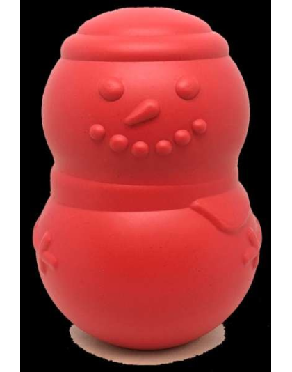 Red - MKB Snowman Durable Rubber Chew Toy & Treat Dispenser  - Large