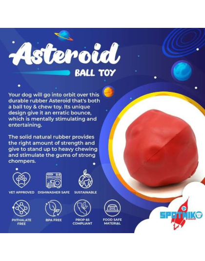 Red - SN Asteroid Ultra Durable Rubber Chew Toy  - Large