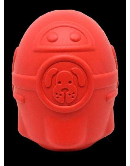 RED - SN Rocketman Durable Rubber Treat Dispenser & Chew Toy - L