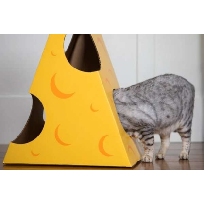 Monster Cheese Wedge Cardboard Cat House