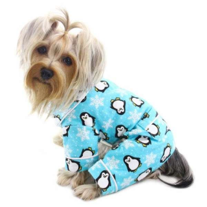 Turquoise - Penguins & Snowflake Flannel PJ with 2 Pockets - XS