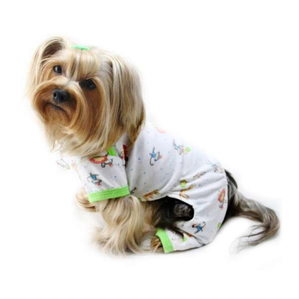 White - Knit Cotton Pajamas with Party Animals - XS