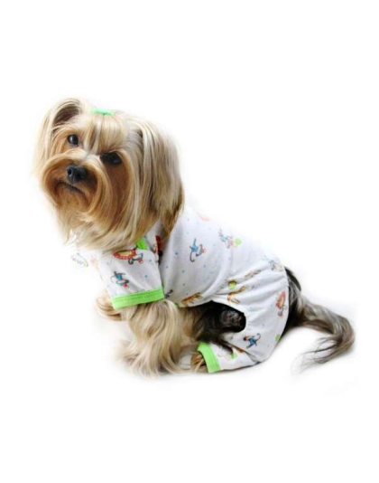 White - Knit Cotton Pajamas with Party Animals - XS