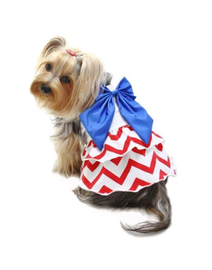 Patriotic Red/White/Blue Large Bow Sundress - XS