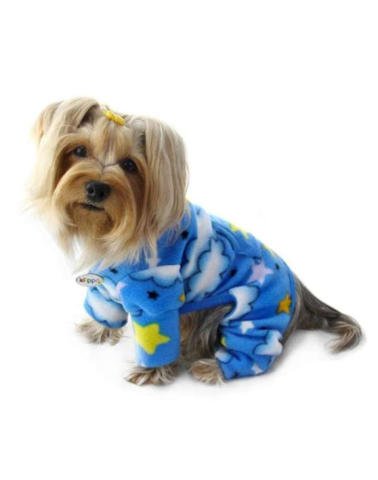 Blue - Stars and Clouds Fleece Turtleneck Pajamas - Medium