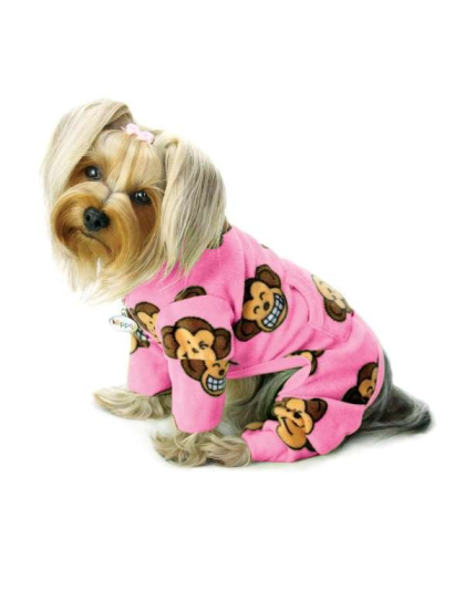 Pink - Silly Monkey Fleece Turtleneck Pajamas  - Medium