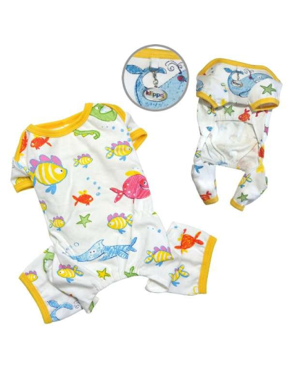 White - Knit Cotton Pajamas with Ocean Pals - Medium