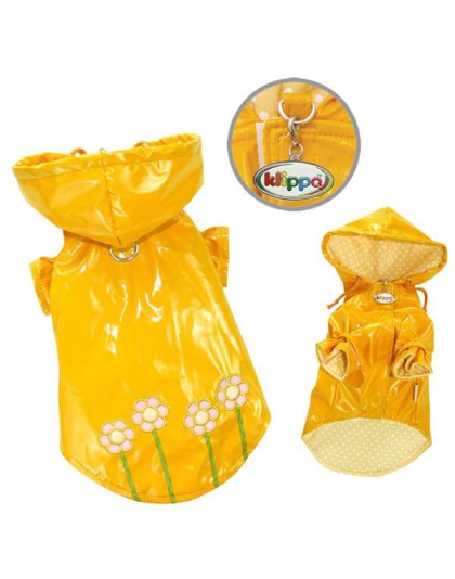 Yellow - Polka Dots & Daisies Raincoat with Cotton Lining - S