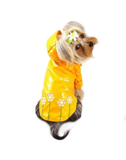 Yellow - Polka Dots & Daisies Raincoat with Cotton Lining - M