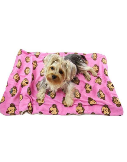 Pink - Silly Monkey Ultra-Plush Blanket - 30" x 20"