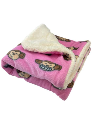 Pink - Silly Monkey Ultra-Plush Blanket - 30" x 20"