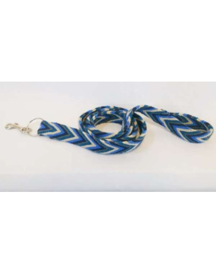 Blue - Blue Handmade Wayuu Pet Leash - 62" Long