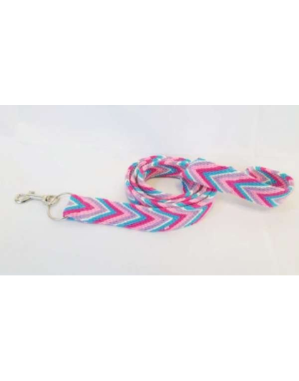 Pink - Pink Handmade Wayuu Pet Leash - 62" Long