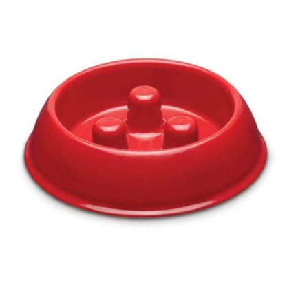 Red - PS Plastic Slow Feeder Bowl 12oz  - 12oz