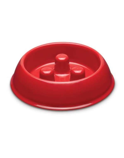 Red - PS Plastic Slow Feeder Bowl 12oz  - 12oz