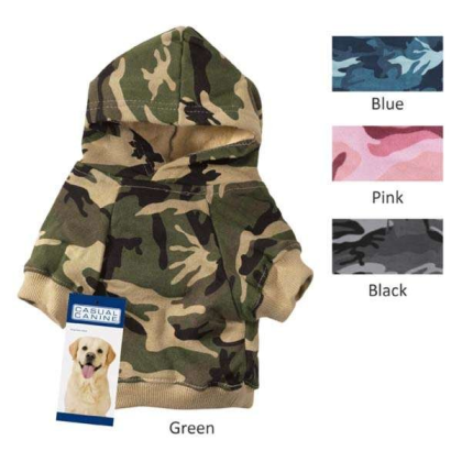 Green - Casual Canine Camo Hoodie  - Large