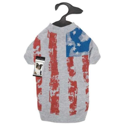 Silver - Zack & Zoey Americas Pup Flag Print Tee  - XXsmall