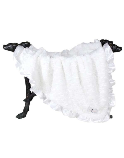 White - Ruffle Baby Dog Blanket - Large