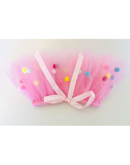 Pink - Pink Pom Pom Dog Tutu Skirt (Large) - Large