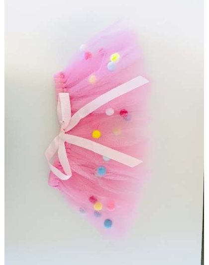 Pink - Pink Pom Pom Dog Tutu Skirt (Large) - Large