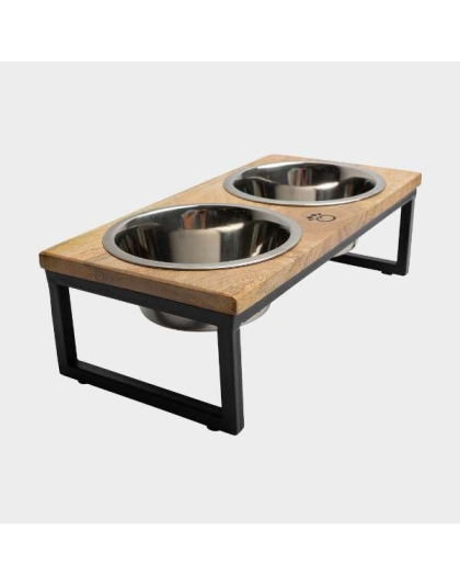 Natural - GF Pet Wood & Metal Elevated Feeder   - Small