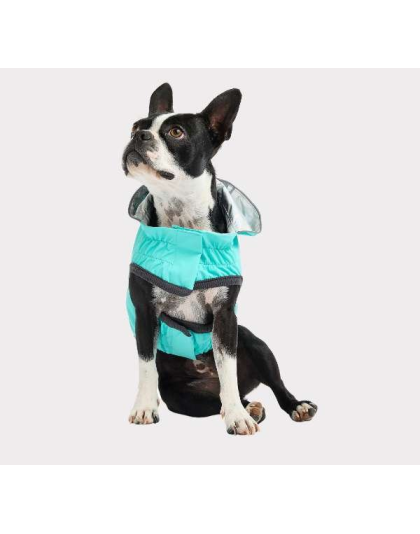 Neon Aqua - GF Pet Reversible Raincoat  - XS