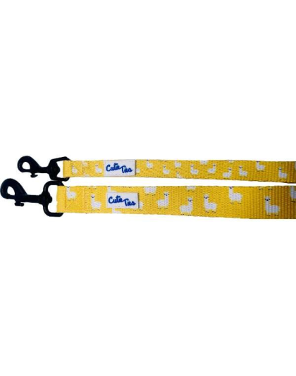 Llama Yellow - Cutie Ties Fun Design Dog Leash - Small