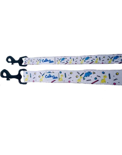 Dino Doggy White - Cutie Ties Fun Design Dog Leash - Large