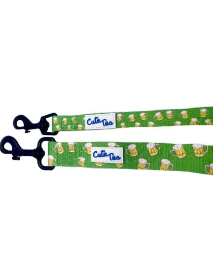 Green Beer - Cutie Ties Fun Design Dog Leash - Large