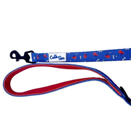 Red/White/Bones - Cutie Ties Fun Design Dog Leash - Large