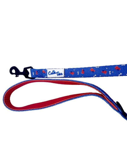 Red/White/Bones - Cutie Ties Fun Design Dog Leash - Large