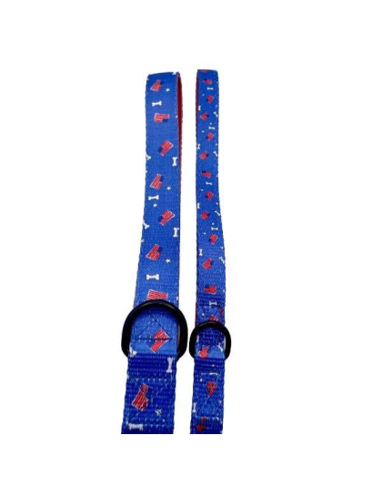 Red/White/Bones - Cutie Ties Fun Design Dog Leash - Large