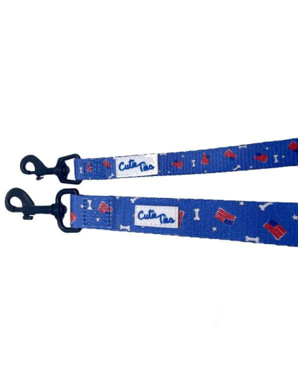 Red/White/Bones - Cutie Ties Fun Design Dog Leash - Large