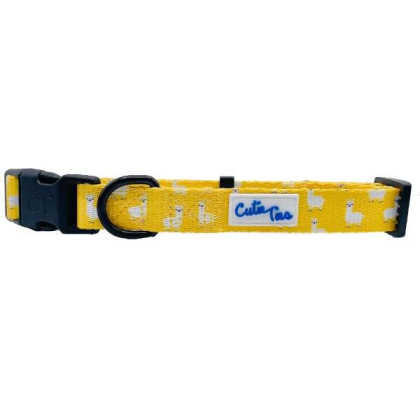 Llama Yellow - Cutie Ties Fun Design Dog Collar - Small