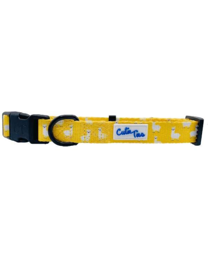 Llama Yellow - Cutie Ties Fun Design Dog Collar - Small