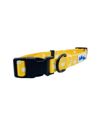 Llama Yellow - Cutie Ties Fun Design Dog Collar - Small