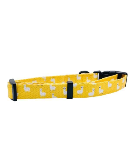 Llama Yellow - Cutie Ties Fun Design Dog Collar - Small