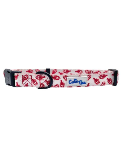 Lobster White - Cutie Ties Fun Design Dog Collar - Large