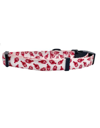 Lobster White - Cutie Ties Fun Design Dog Collar - Large