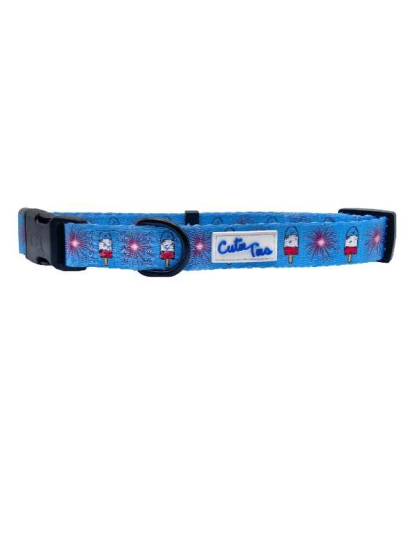 4th of July - Cutie Ties Fun Design Dog Collar - Medium