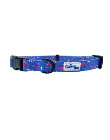 Red/White/Bones - Cutie Ties Fun Design Dog Collar - Large