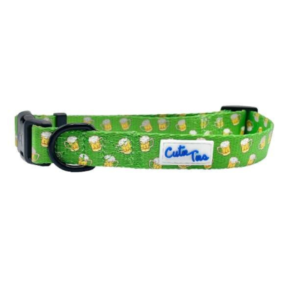 Green Beer - Cutie Ties Fun Design Dog Collar - Small