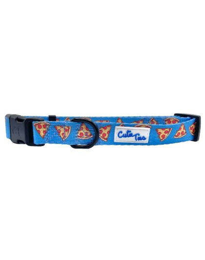 Pizza Crust - Cutie Ties Fun Design Dog Collar - Medium