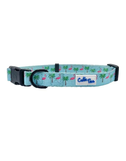 Flamingo Miami Vice - Cutie Ties Fun Design Dog Collar - Medium