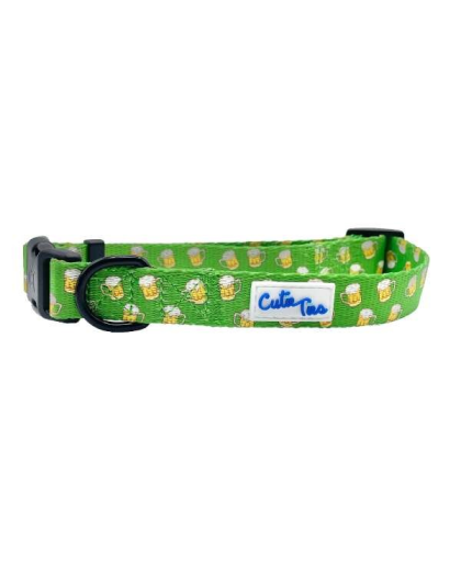 Green Beer - Cutie Ties Fun Design Dog Collar - Medium